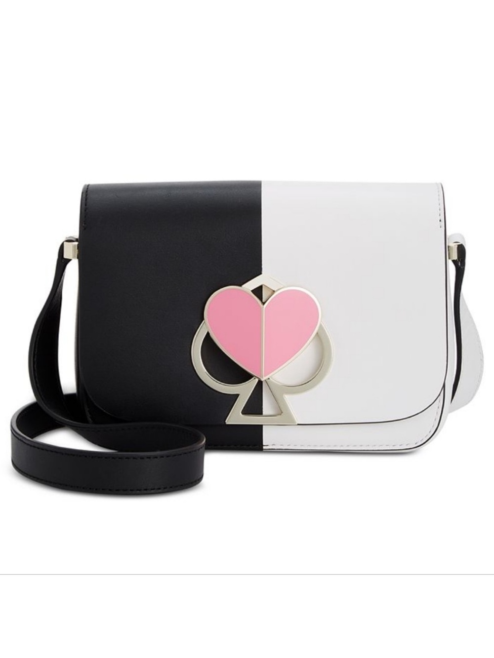 Kate Spade Nicola Bicolor Twistlock Small Black and Optic White Shoulder Bag